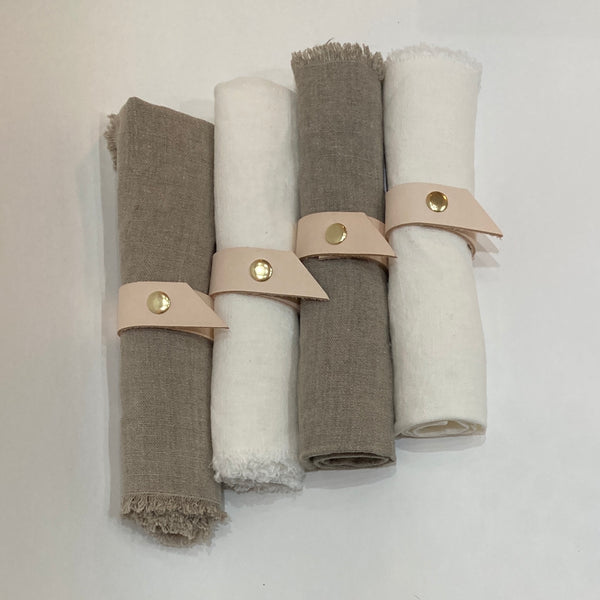 Natural Leather Napkin Rings, Set of 4
